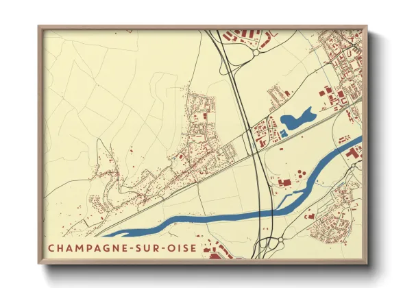 Une affiche de carte sur Champagne-sur-Oise
