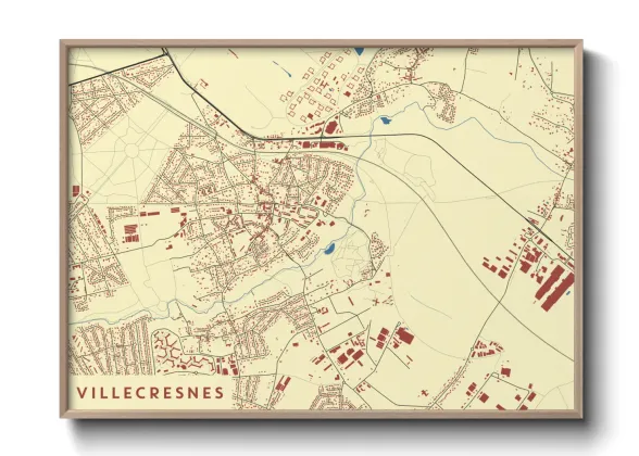 Une affiche de carte sur Villecresnes