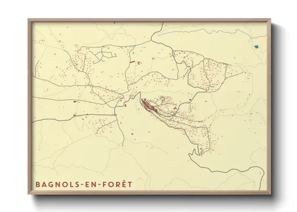 Une affiche de carte sur Bagnols-en-Forêt