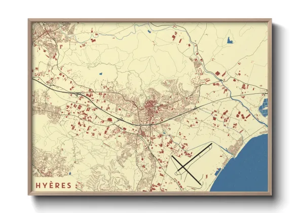 Une affiche de carte sur Hyères