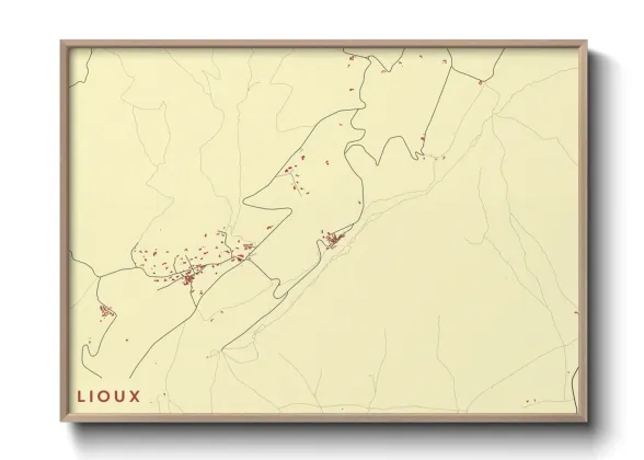 Une affiche de carte sur Lioux