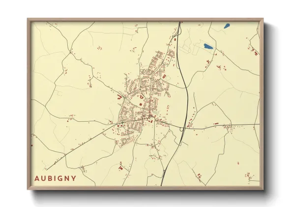 Une affiche de carte sur Aubigny