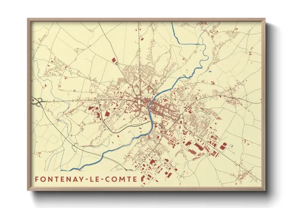 Une affiche de carte sur Fontenay-le-Comte