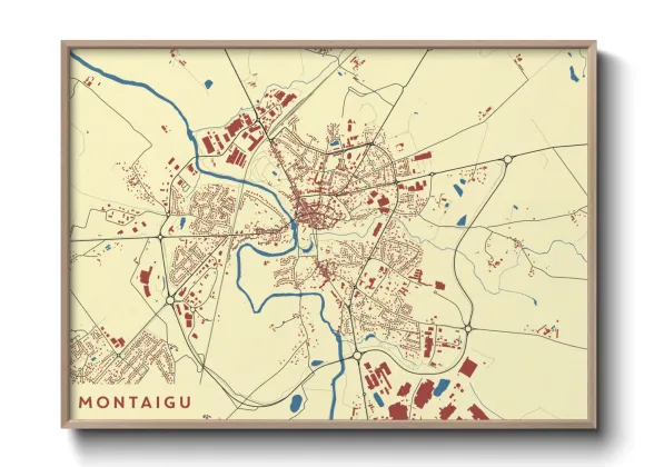 Une affiche de carte sur Montaigu