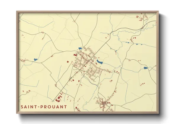 Une affiche de carte sur Saint-Prouant