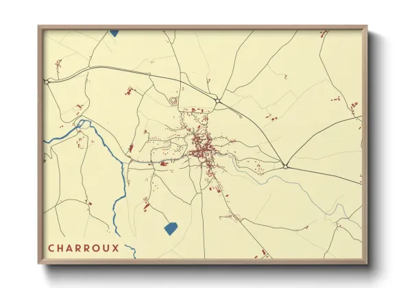 Une affiche de carte sur Charroux
