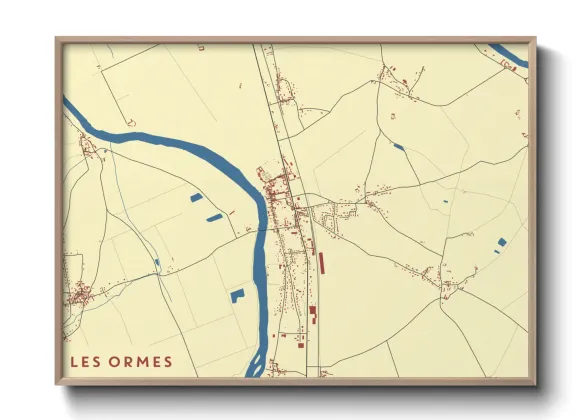 Une affiche de carte sur Les Ormes