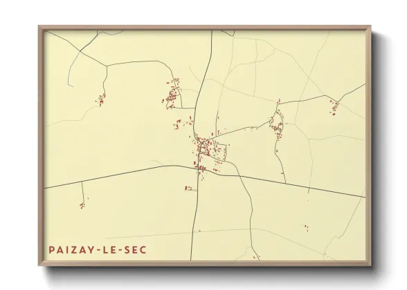 Une affiche de carte sur Paizay-le-Sec