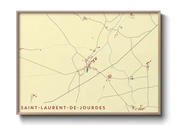 Une affiche de carte sur Saint-Laurent-de-Jourdes