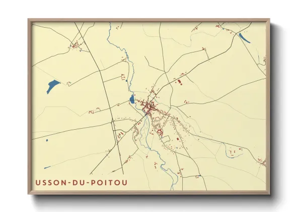 Une affiche de carte sur Usson-du-Poitou