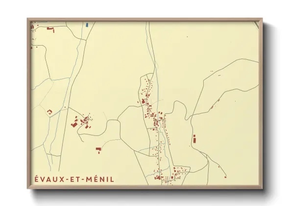 Une affiche de carte sur Évaux-et-Ménil