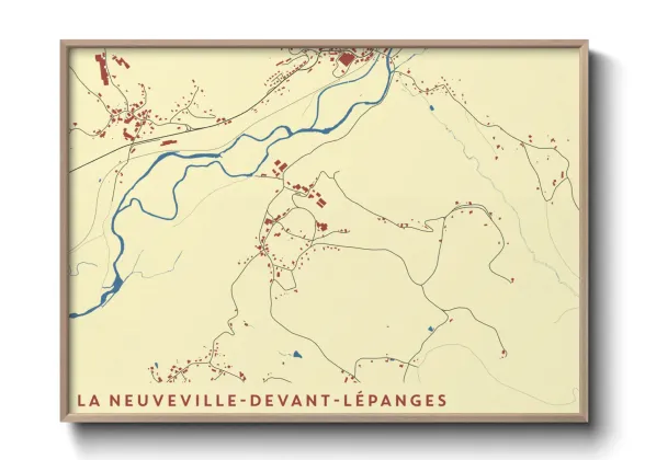 Une affiche de carte sur La Neuveville-devant-Lépanges