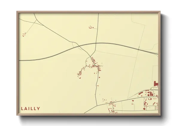 Une affiche de carte sur Lailly