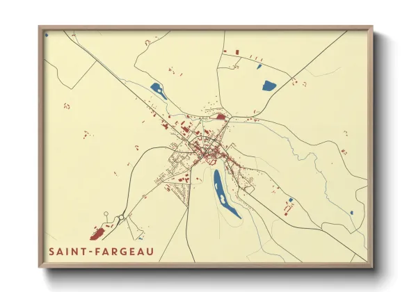 Une affiche de carte sur Saint-Fargeau