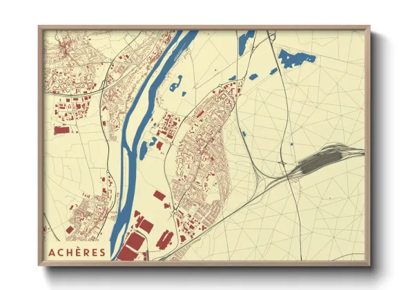 Une affiche de carte sur Achères