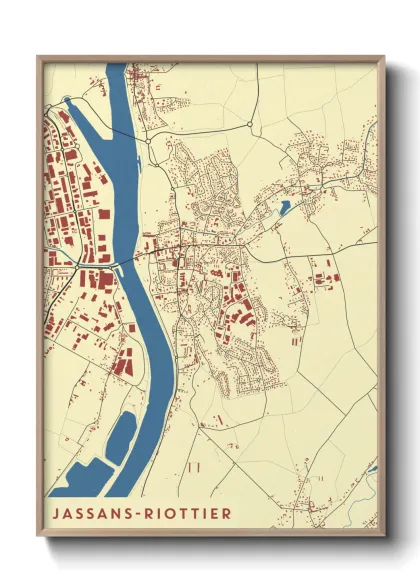 Une affiche de carte sur Jassans-Riottier