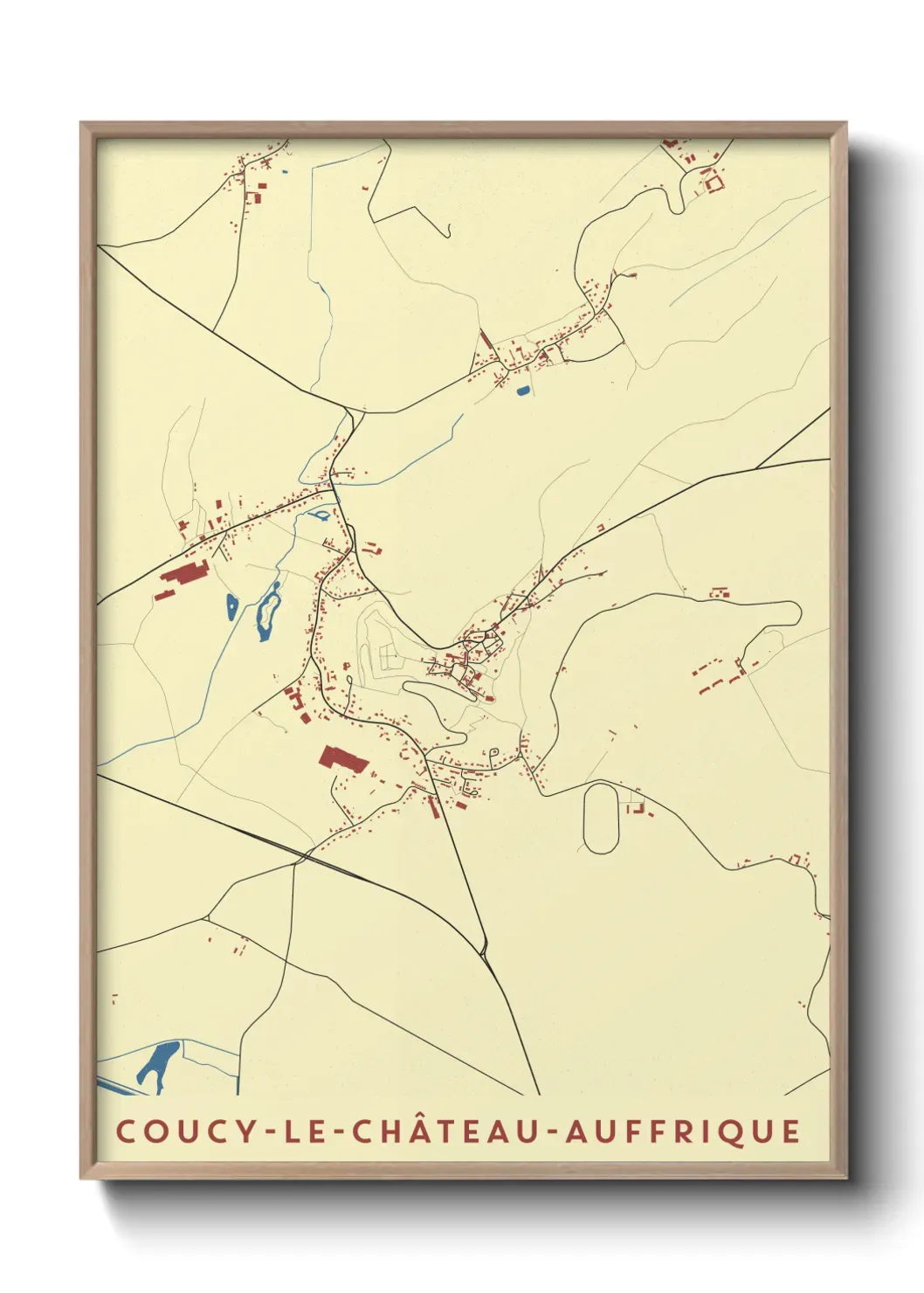 Un poster carte Coucy-le-Château-Auffrique