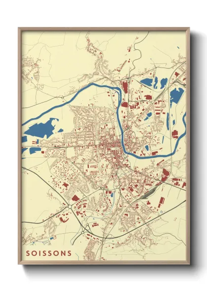 Une affiche de carte sur Soissons