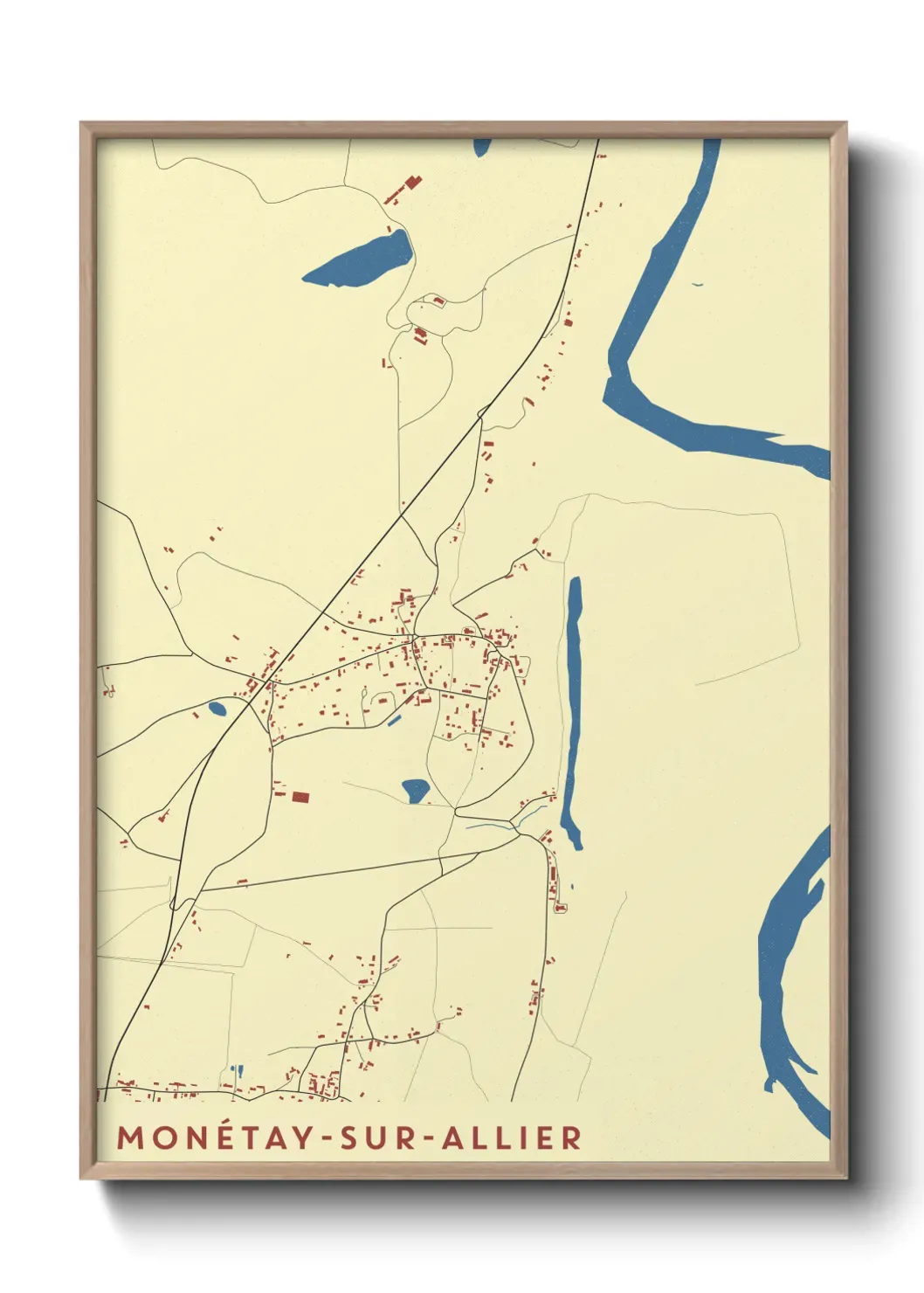 Un poster carte Monétay-sur-Allier