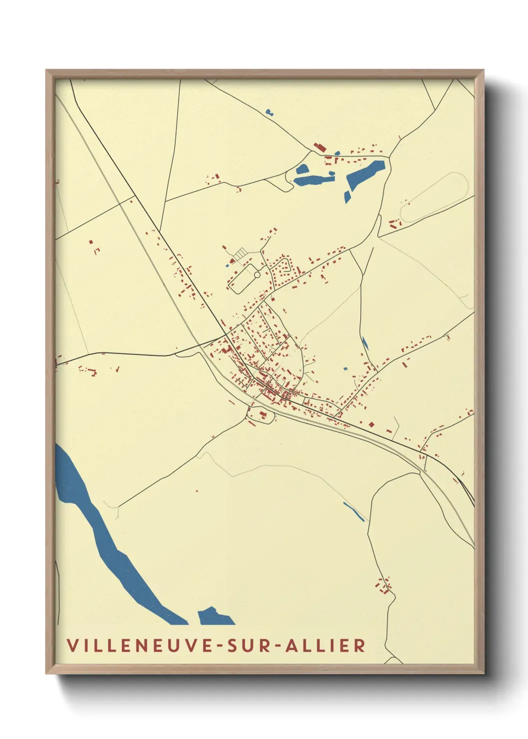 Un poster carte Villeneuve-sur-Allier