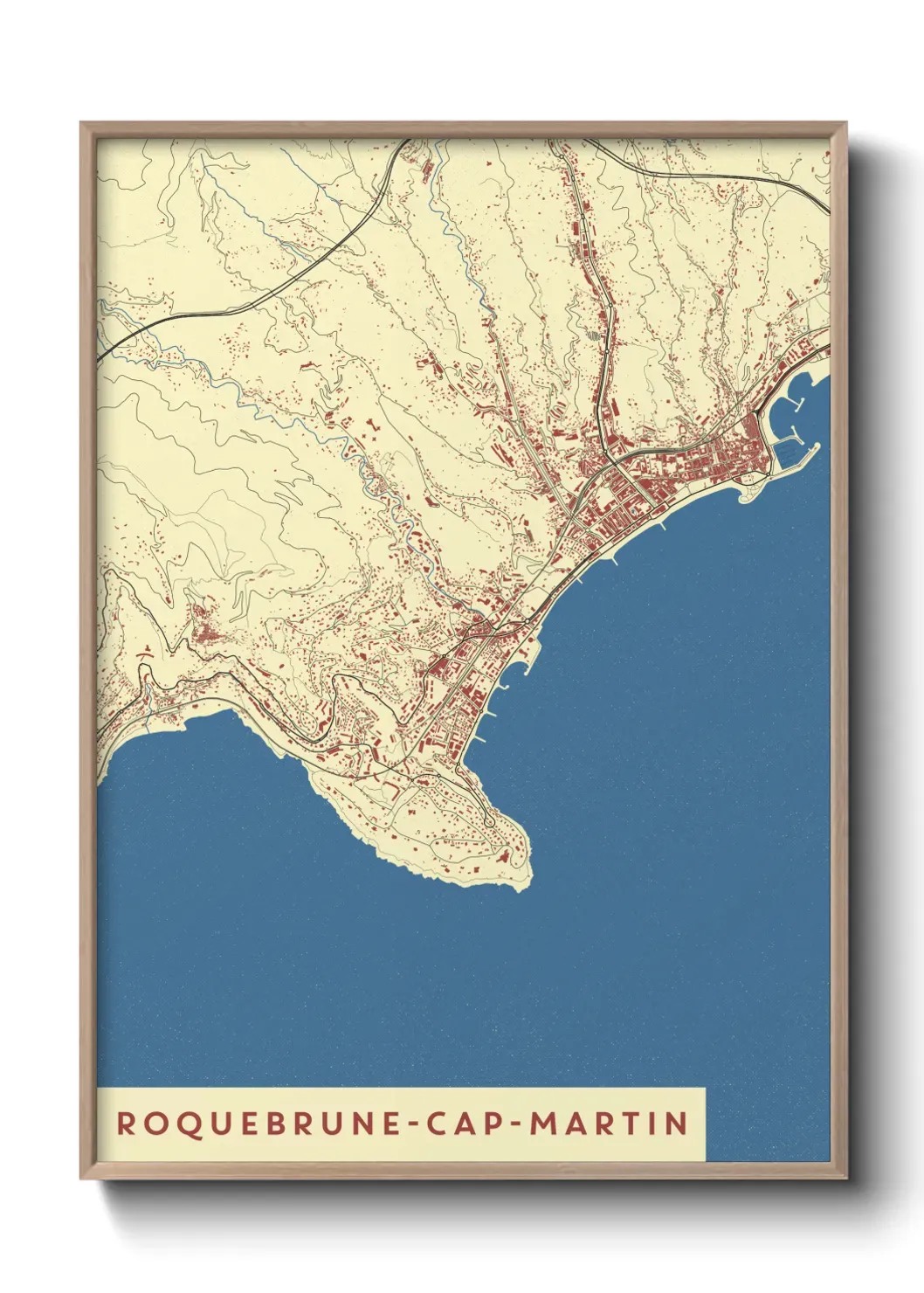 Un poster carte Roquebrune-Cap-Martin