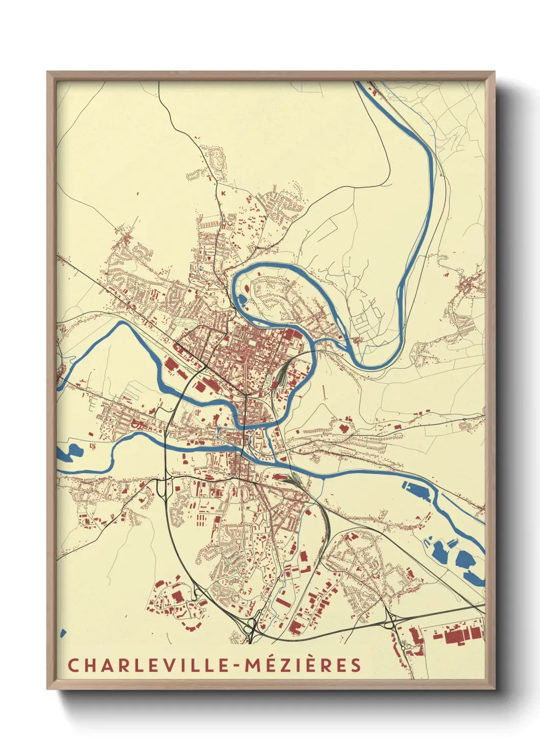 Un poster carte Charleville-Mézières