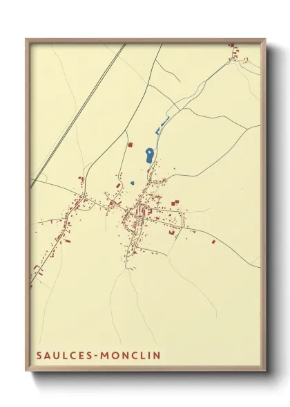 Une affiche de carte sur Saulces-Monclin