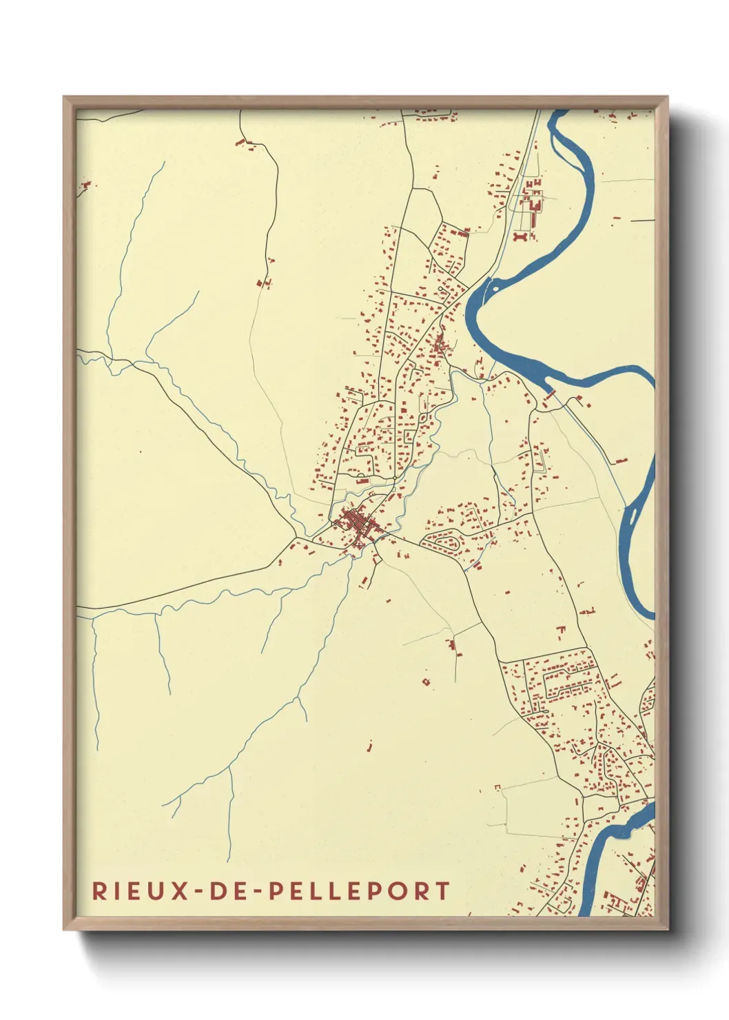 Un poster carte Rieux-de-Pelleport