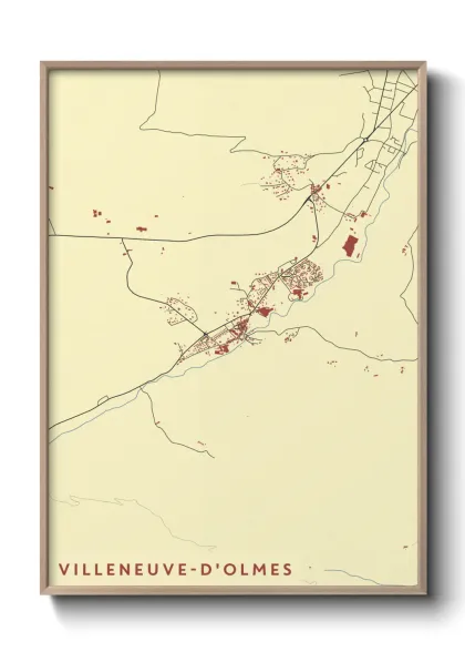 Une affiche de carte sur Villeneuve-d'Olmes