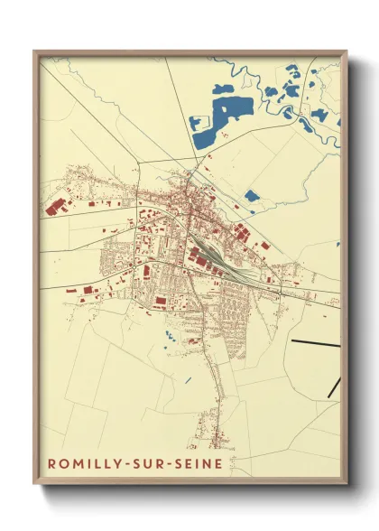 Une affiche de carte sur Romilly-sur-Seine
