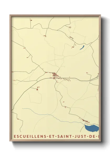 Une affiche de carte sur Escueillens-et-Saint-Just-de-Bélengard