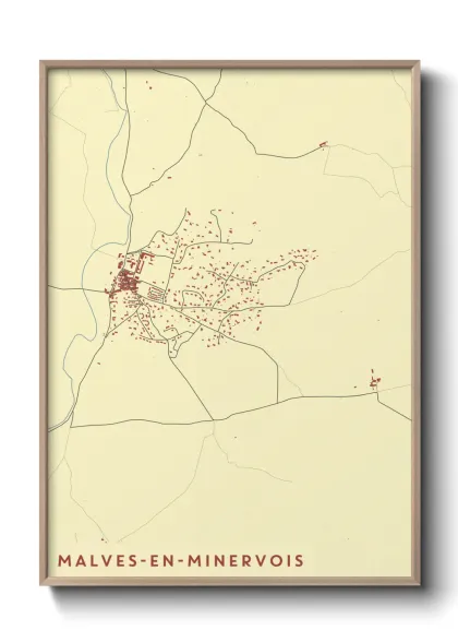 Une affiche de carte sur Malves-en-Minervois