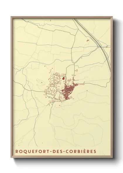 Une affiche de carte sur Roquefort-des-Corbières