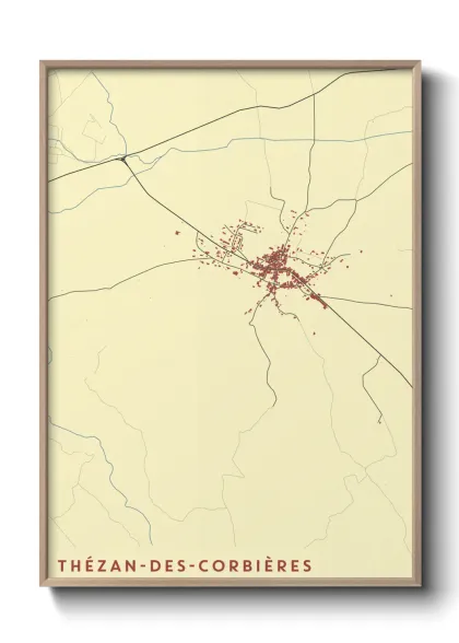 Une affiche de carte sur Thézan-des-Corbières