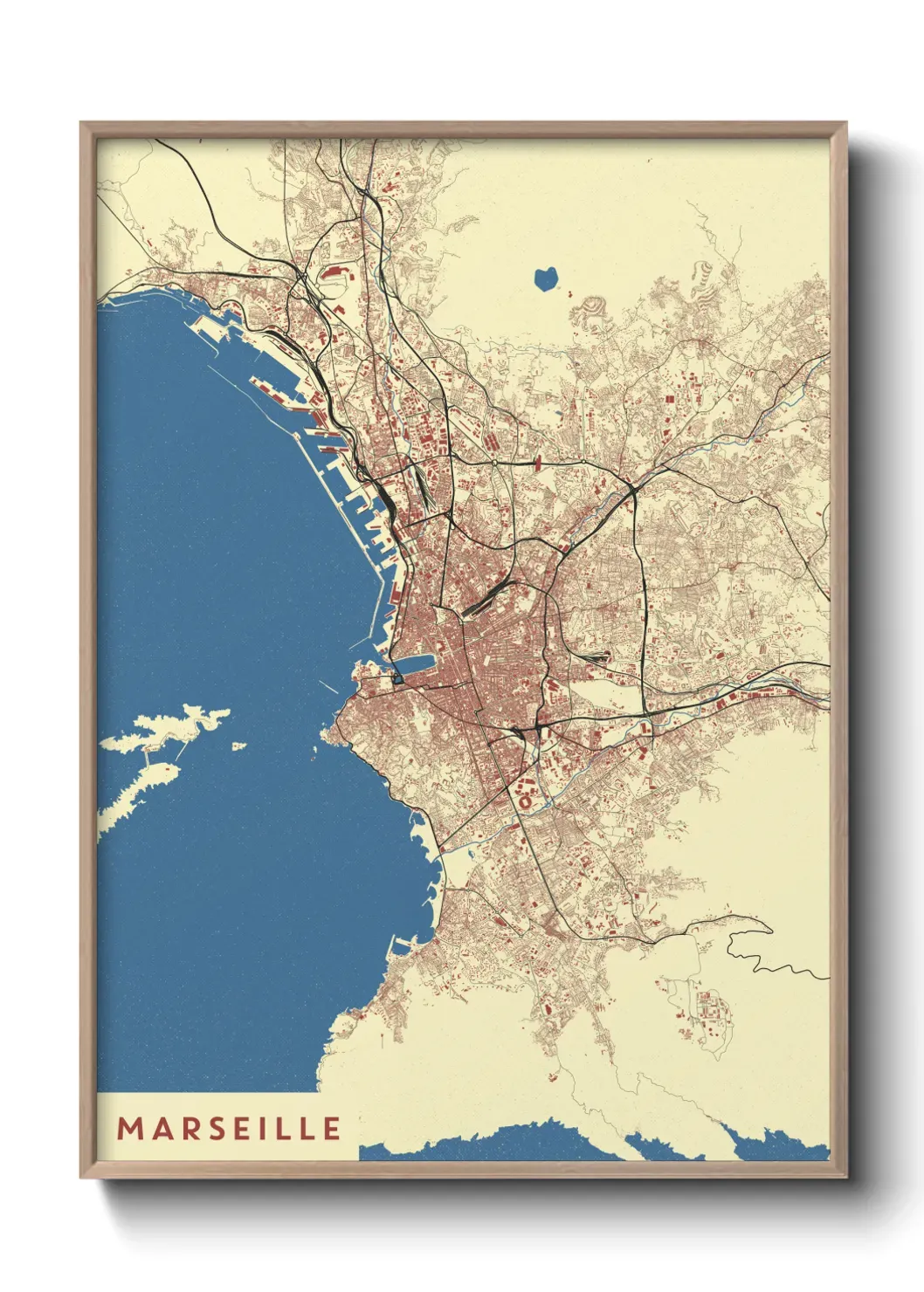 Un poster carte Marseille