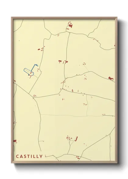 Une affiche de carte sur Castilly