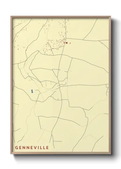 Une affiche de carte sur Genneville