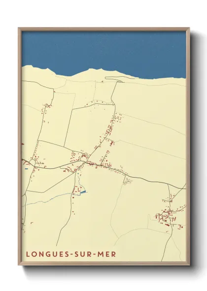 Une affiche de carte sur Longues-sur-Mer
