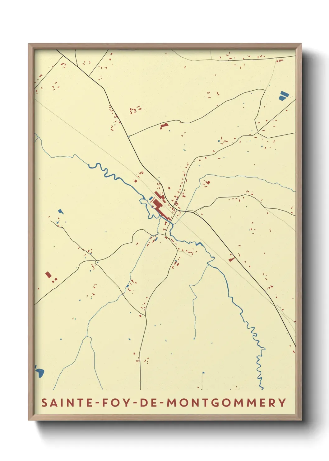 Un poster carte Sainte-Foy-de-Montgommery