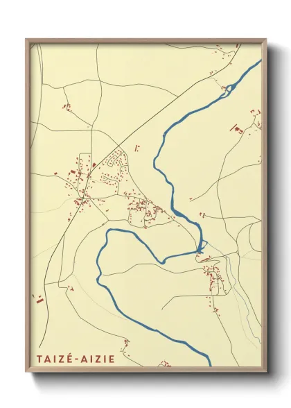 Une affiche de carte sur Taizé-Aizie