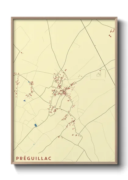 Une affiche de carte sur Préguillac