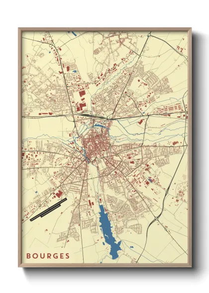 Une affiche de carte sur Bourges