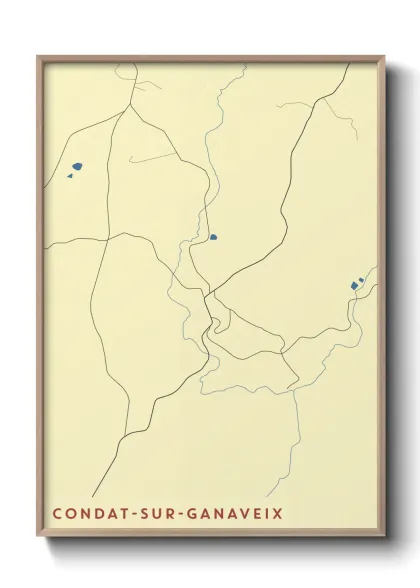 Une affiche de carte sur Condat-sur-Ganaveix
