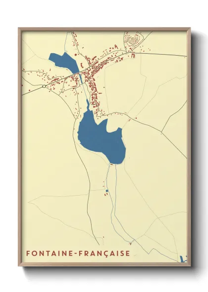 Une affiche de carte sur Fontaine-Française