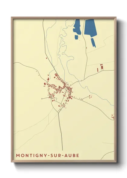 Une affiche de carte sur Montigny-sur-Aube