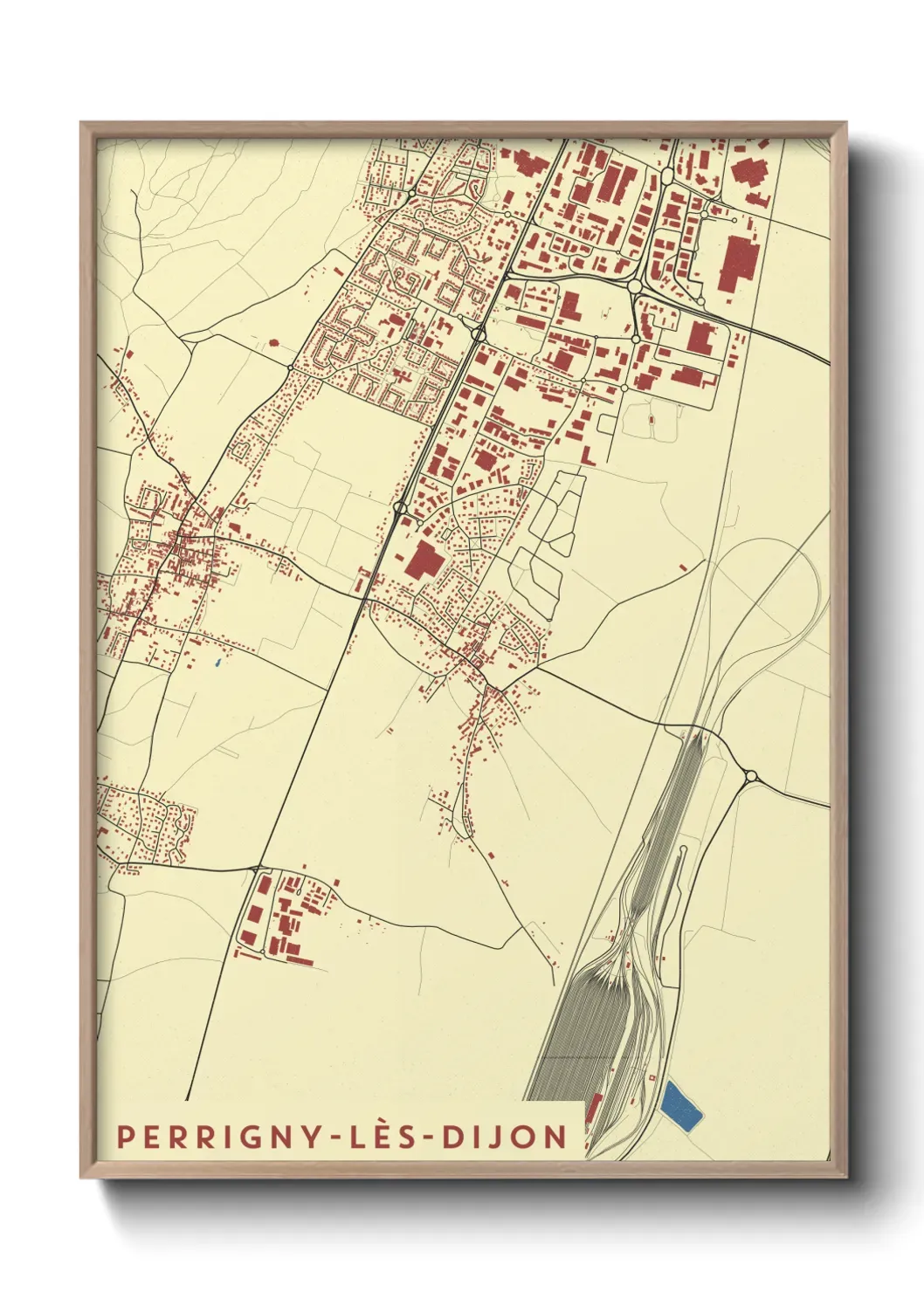 Un poster carte Perrigny-lès-Dijon