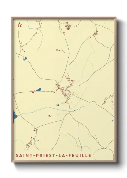 Une affiche de carte sur Saint-Priest-la-Feuille