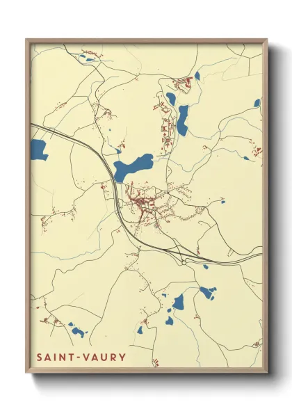Une affiche de carte sur Saint-Vaury