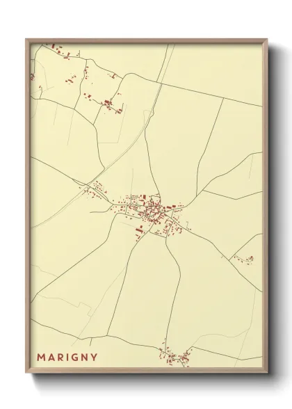 Une affiche de carte sur Marigny