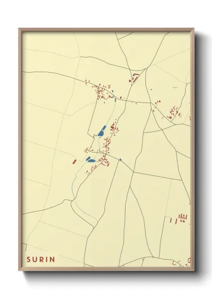 Une affiche de carte sur Surin